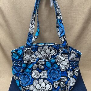 Vera Bradley Glenna Shoulder Bag Tote Quilted, Blue Bayou- 15" x 11" Excellent